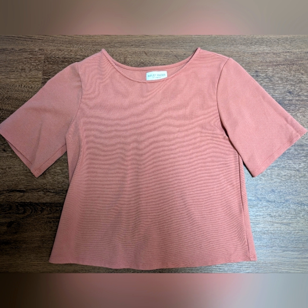 Ripley Rader Ponte Knit Short Sleeve Top Size 2/Small Dusky Pink NWOT